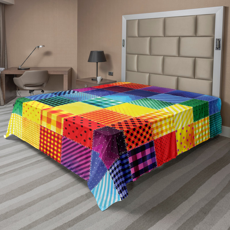 Multicolore Ambesonne, Drap plat pour très grand lit californien