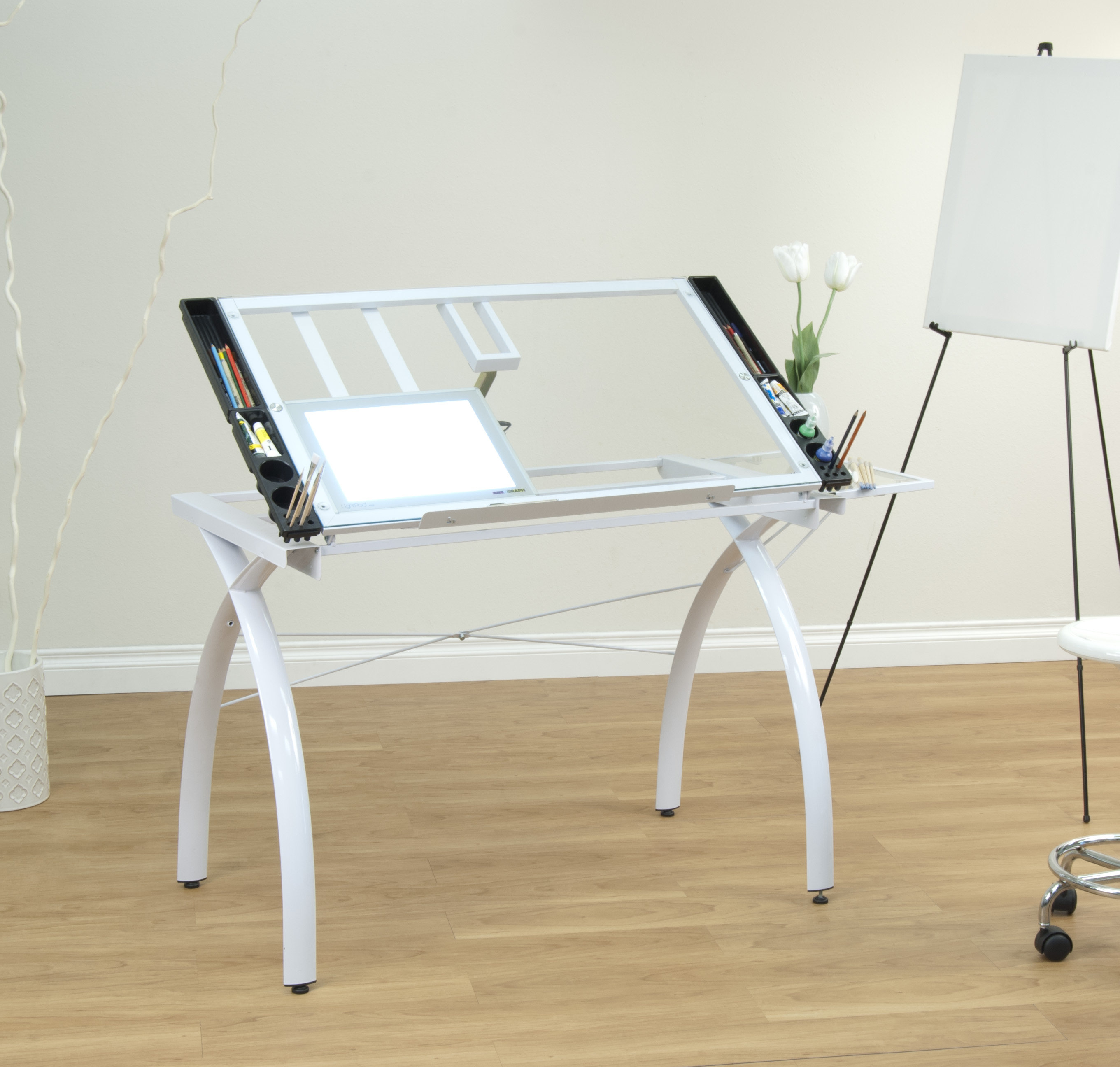 Inbox Zero Courson Glass Drafting Table & Reviews | Wayfair