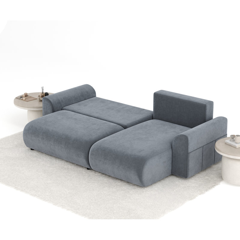 4 Seater Velvet Sofa Bed, Grey