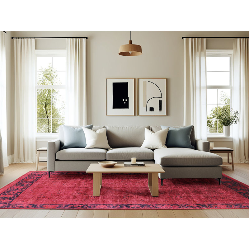 Tapis de style oriental rouge, Rectangle 6 pi x 9 pi