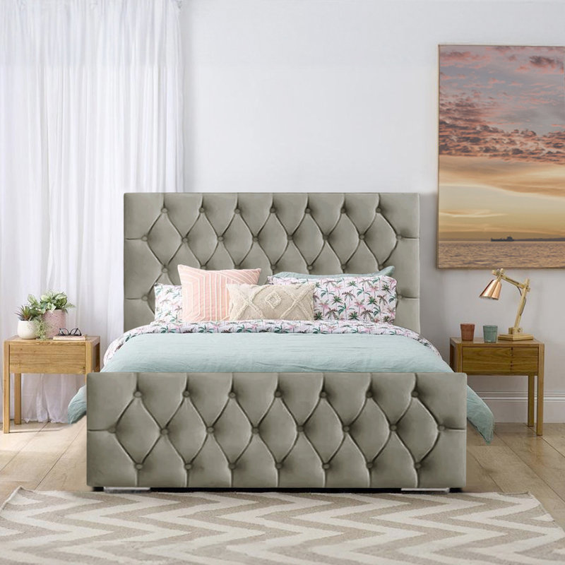 Bollman Upholstered Bed, Single (3'), Grey