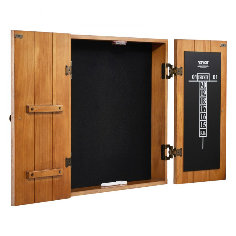 Cabine de jeu de fléchettes en bois massif de taille officielle (jeu de fléchettes non inclus)