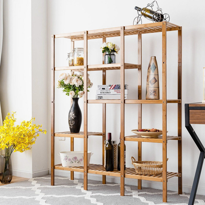 Étagère de rangement multifonctionnelle en bambou