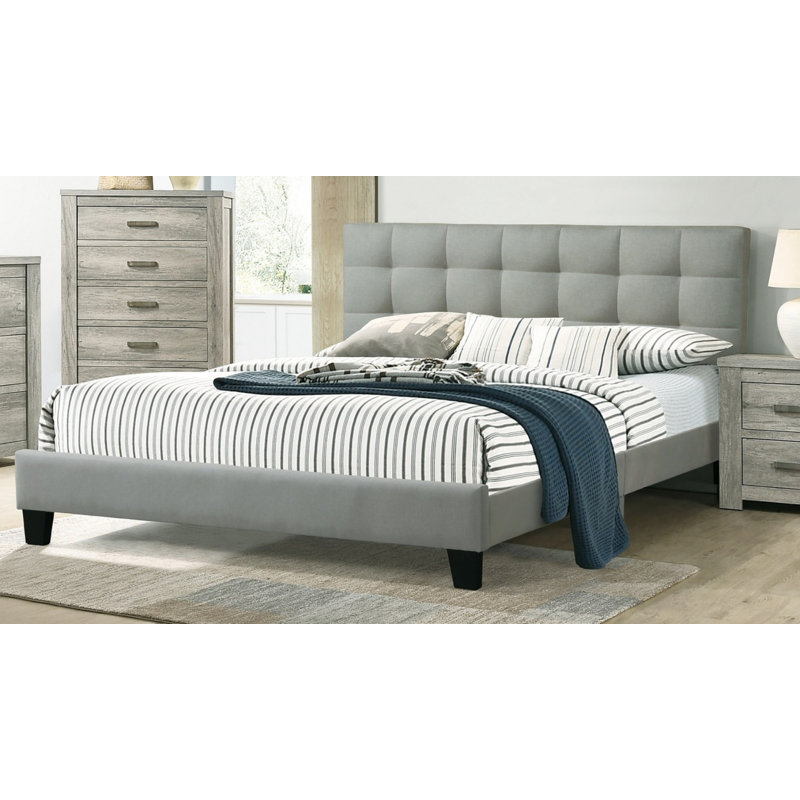 Braylea Upholstered Bed, Queen, Light Grey
