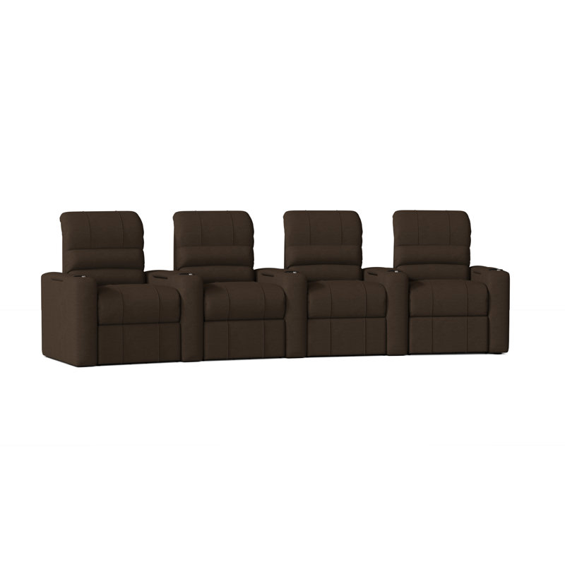 Sièges de rangée de cinéma à del bleu cascade (rangée de 4), Manuel, Cacao Smartsuede