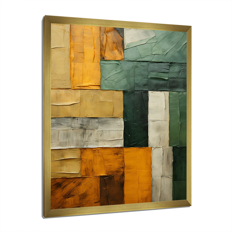 Imantas Cubism Geometric Plains III sur toile, H 20 po x l 12 po x P 1 po, Encadrement doré