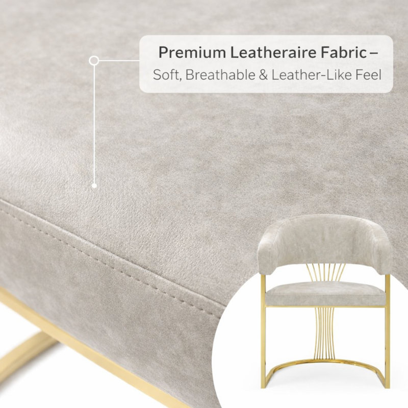 Leather Upholstered Dining Chair, Cream