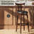 Avis 30" Traditional Upholstered Bar Stool with Faux Leather Swivel Seat and Rattan Back Rubber Wood Frame (Set of 4)-1408486945
