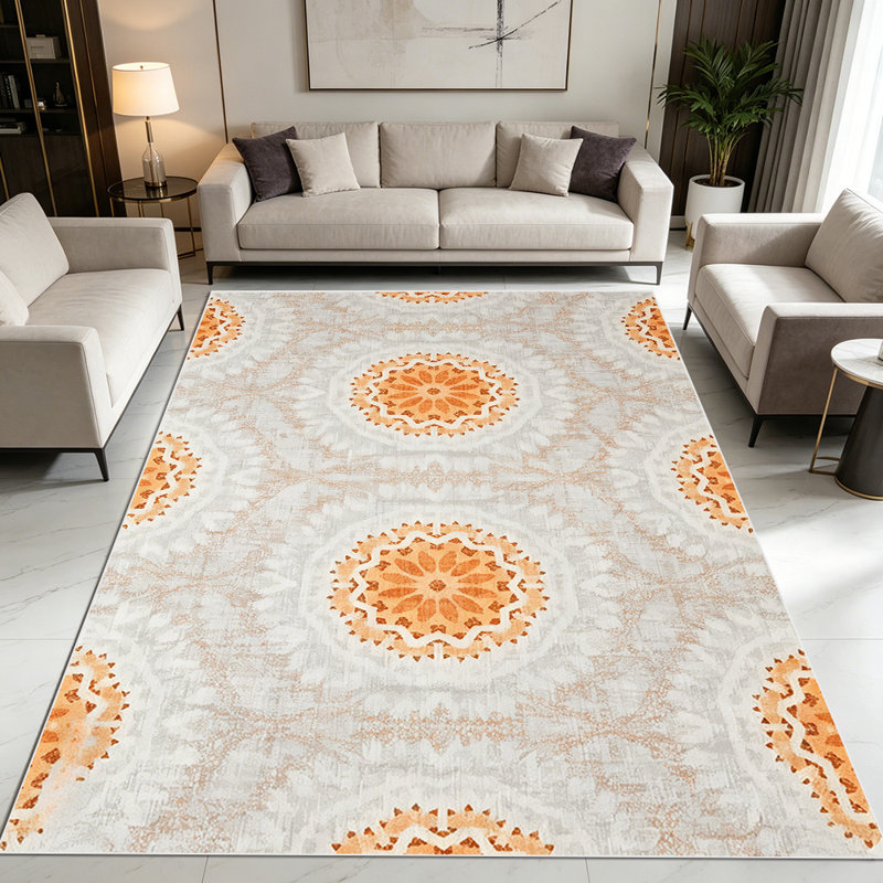 1PC Boho Mandala Floral Medallion area rugs for Living Room, Soft, All seasons, Easy-maintain, Washable Indoor mat, Farmhouse suitable for dining table, bedroom, entryway, backyard, patio, home office, Home Decor, Outdoor Decor.
