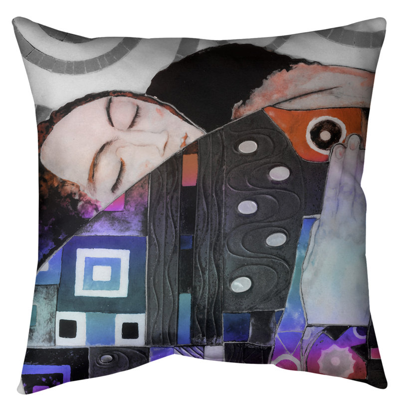 Coussin Gustav Klimt, 40 po x 40 po, Rouge / dégradé bleu