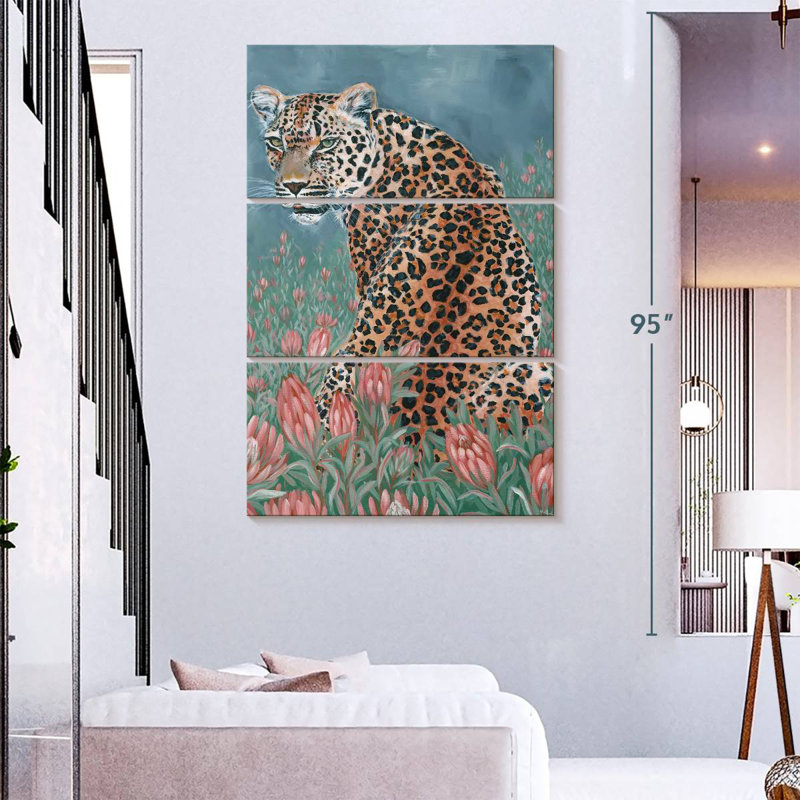 Brampt Leopard In The Flowers, 74" H x 48" W