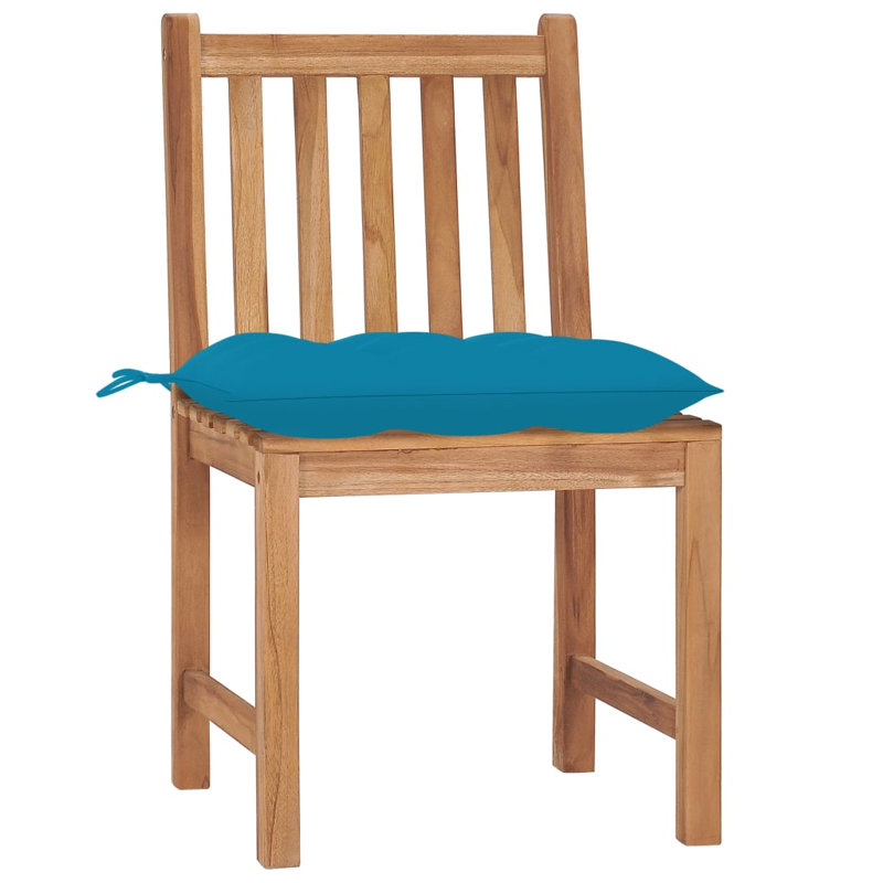 Bryantjr Teak Patio Chair with Cushions, Light Blue