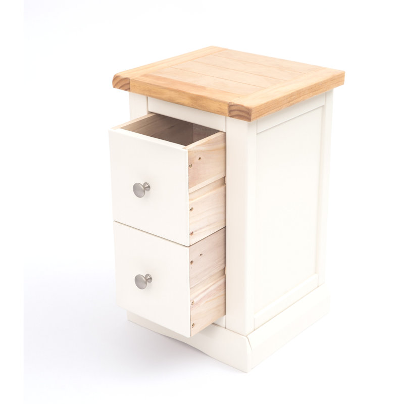 Pharsalia 35 cm W Bedside Table, Off-White, Chrome Knob