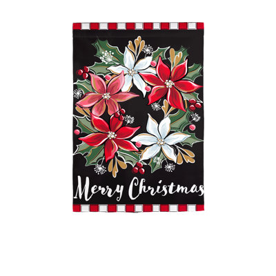 Couronne de poinsettia appliques drapeau de jardin