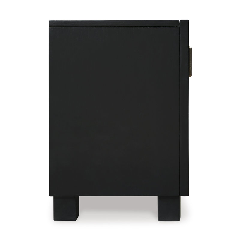 Winbardi Black 85" TV Stand with Glass Doors and Cabinets