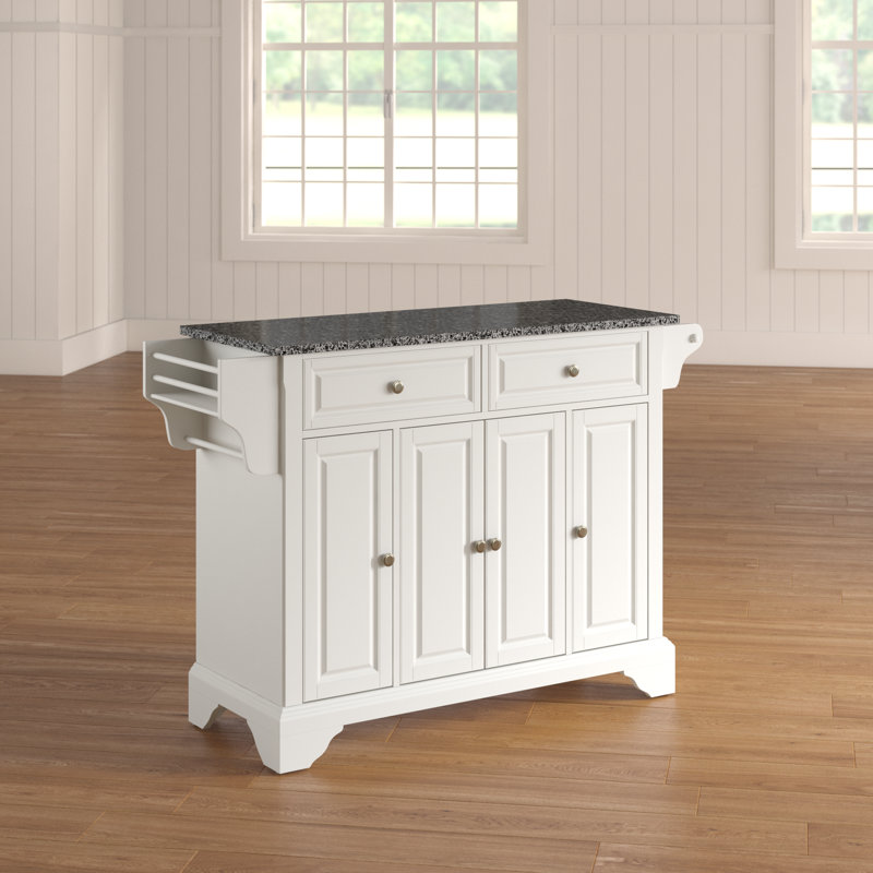 Bert Granite Top Kitchen Island, White