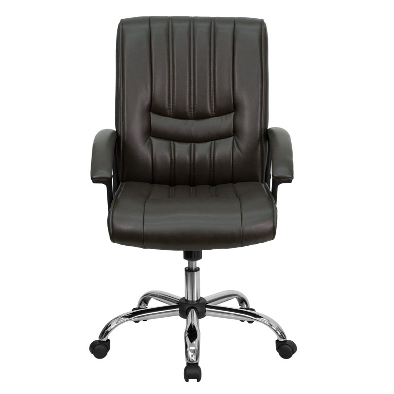 Chaise de bureau pivotante avec accoudoirs LeatherSoft , Espresso brun