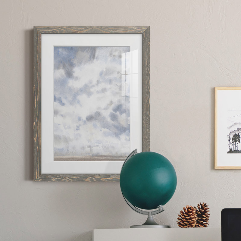 Ciel bleu IV - peinture encadrée, H 43,5 po x l 31,5 po x P 1 po, Encadré gris clair