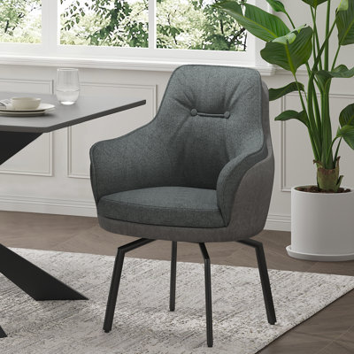 17.7"H Modern Two-Tone Upholstered Swivel Dining Armchair