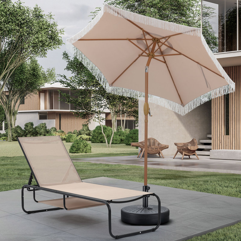2 Piece Outdoor Chaise Lounge Set With Umbrella
