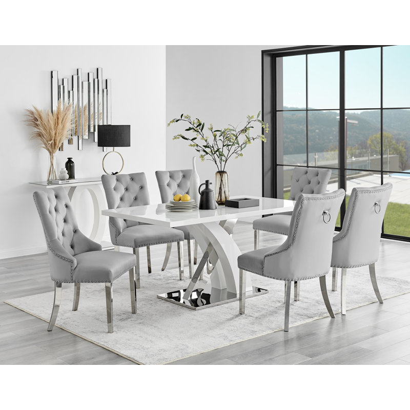 6 - Person Dining Set, Grey/Silver