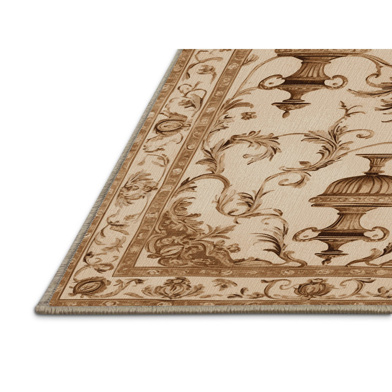 Tapis brun français lavable à la machine, Carré 4 pi