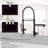 Pull Down Kitchen Faucet - Black And Silver Finish, Single Handle, Hot Cold, Ceramic Filler, Elegant Fixture Sink In Brass Construction, Modern