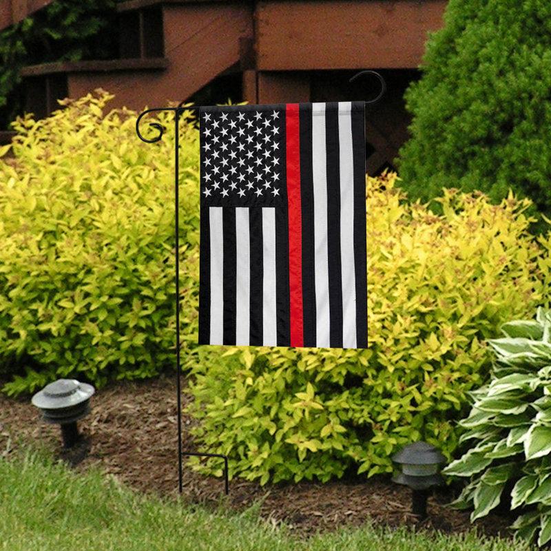 Thin Red Line Embroidered Garden Flag, Red