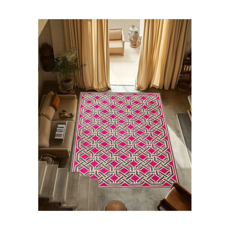 Tapis rose lavable à la machine, Sous-tapis rectangulaire de 3 pi 3 po x 4 pi 11 po