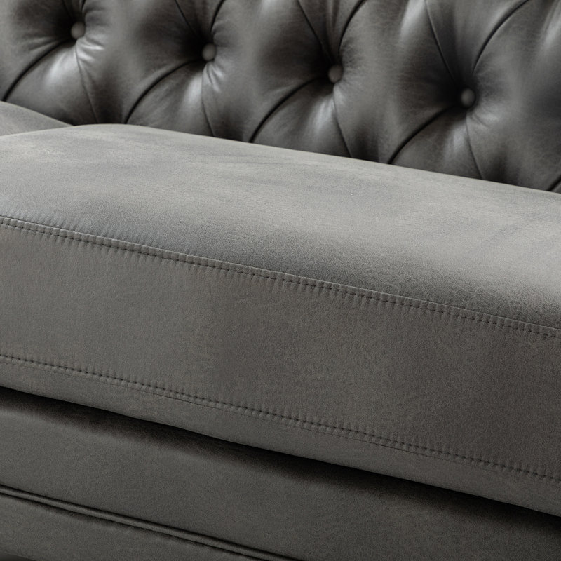 Wales Mid-Century Modern 213cm Sofa with Tufted Back, Gray