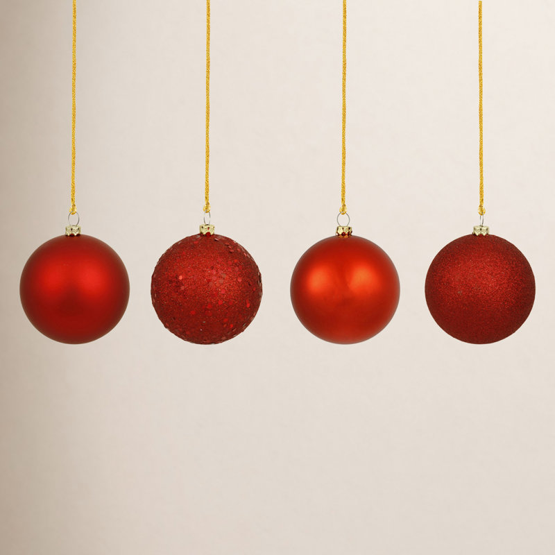 Décoration de boule décorative des Fêtes, Rouge vif, H 4 po x l 4 po x P 4 po