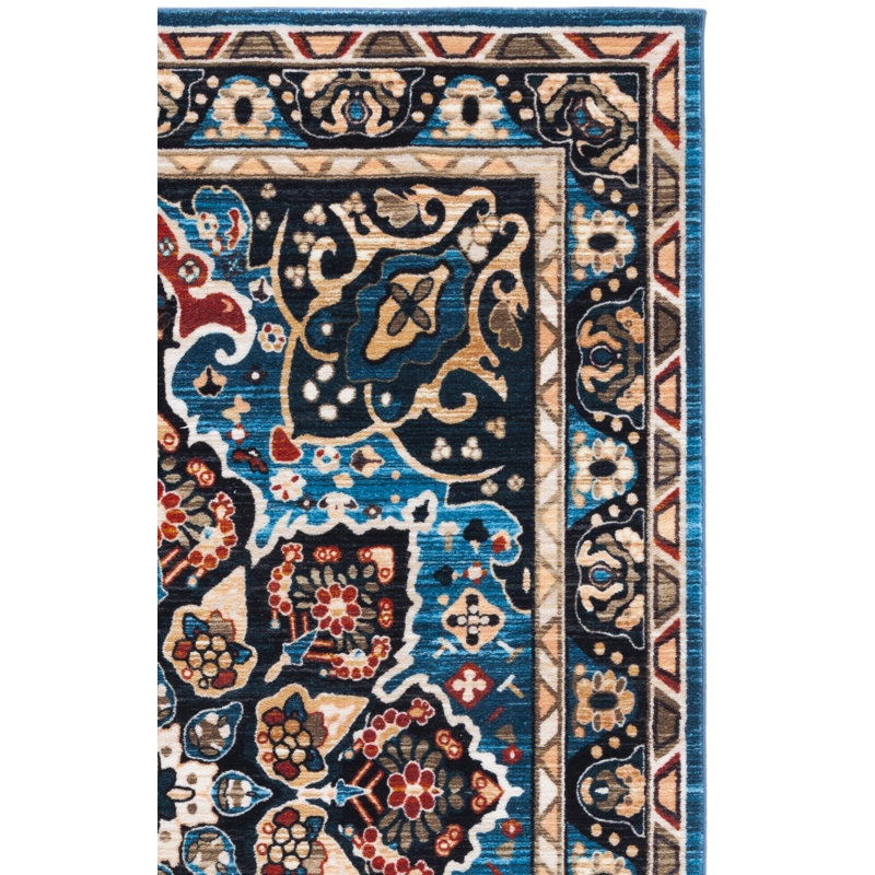 Manado Oriental Blue/Black Area Rug, Rectangle 8'9" x 12'