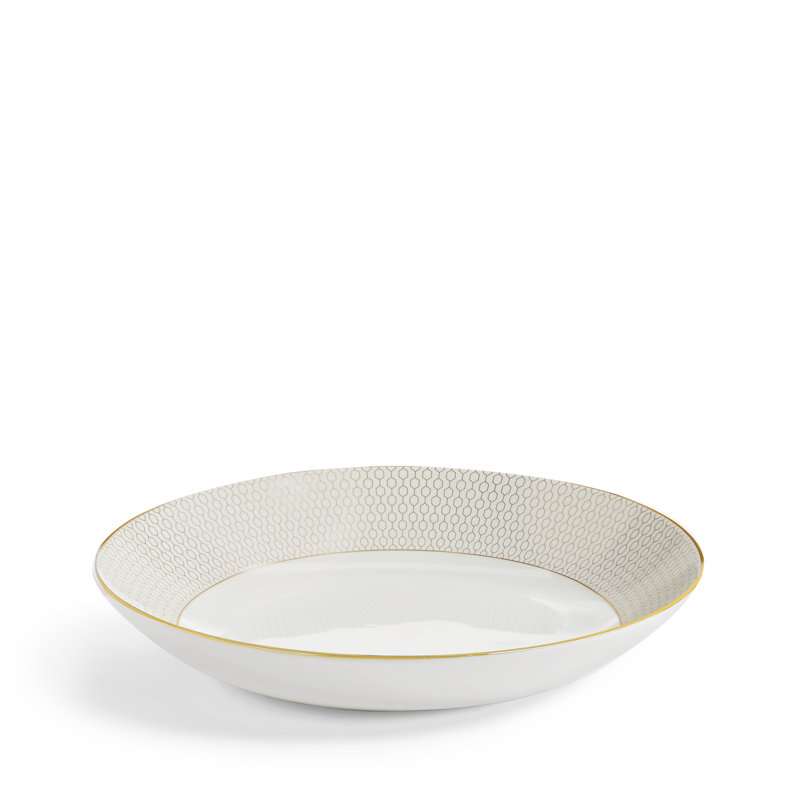 Gio Gold Geometric Ceramic Round Pasta Bowl