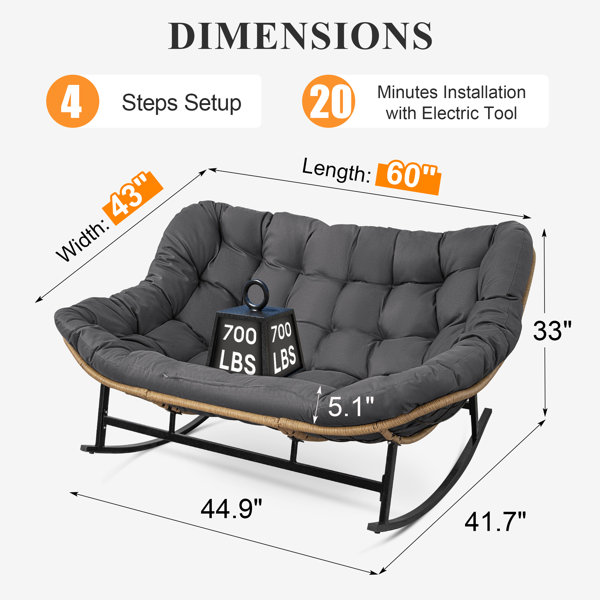 Bay Isle Home™ Oversized Rocking Chair Outdoor Indoor with 40