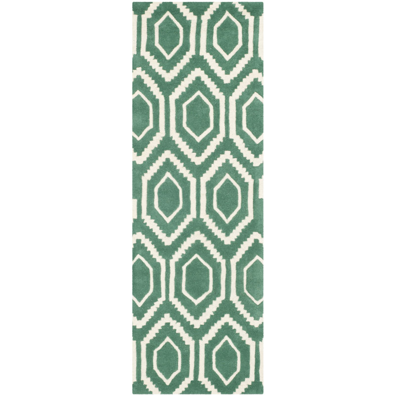 Deedie Hand Tufted Wool Geometric Rug, Runner 2'3" x 7'