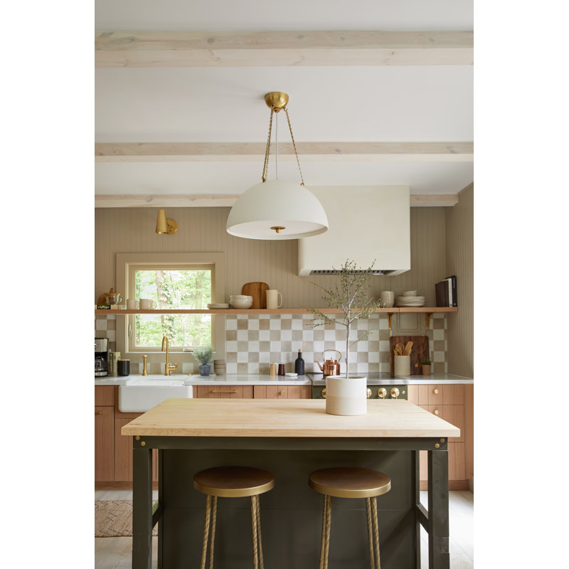 4 - Light Aged Brass Pendant, 3