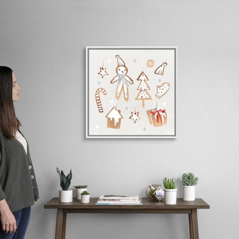 Gingembre pain biscuits II-reproduction d’art sur toile, H 26 po x l 26 po x P 1,75 po, Cadre blanc