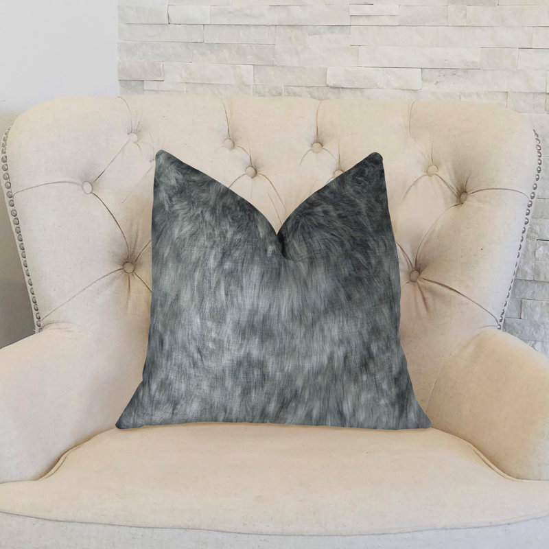 Wild Wolf Faux Fur Reversible Throw Pillow, 12" x 20", Lumbar Pillow