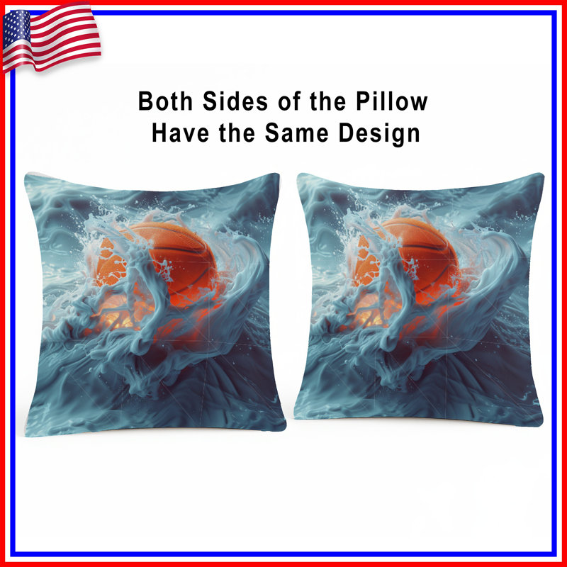 Coussin Basketball, coussins décoratifs double face, 18 po x 18 po
