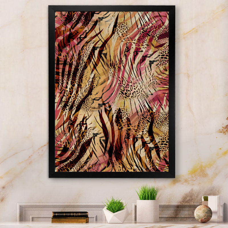 Léopard et tigre - peinture, Toile avec cadre photo noir, H 20 po x l 12 po x P 1 po