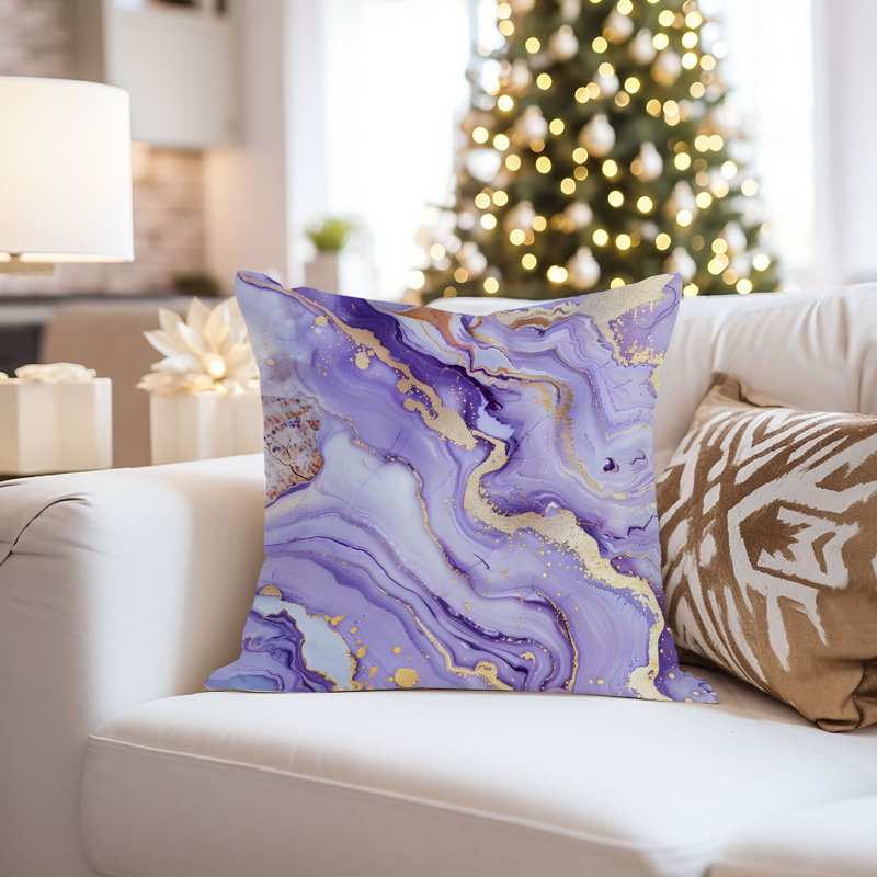 Animals William Morris Birds Damask Pattern I Cottage, 20" H x 20" W, Abstract Lavender Amethyst Crystals Marble V