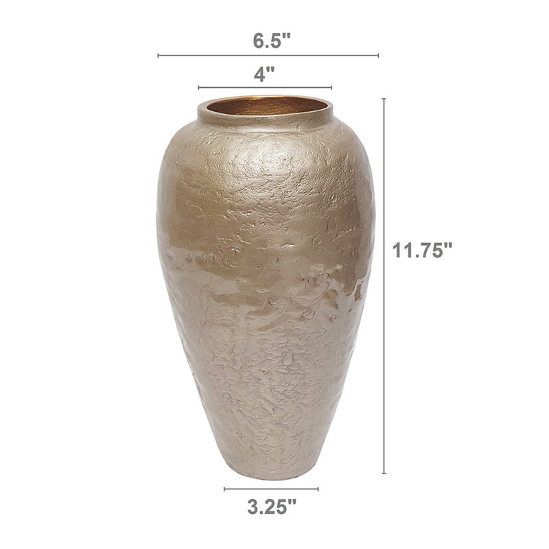 Vase en aluminium effilé D6.5X11.5 "avec finition champagne