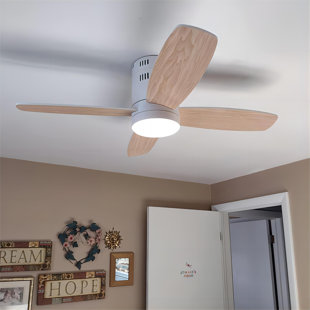POWROL Ceiling Fan with Lights Low Profile Flush Mount with Remote Control  3 Wind Speeds Dimmable 3 Colors Iron 19Inch Invisible 8 Bladeless Enclosed