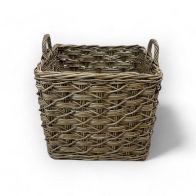 Square Basket with X Weave Small
