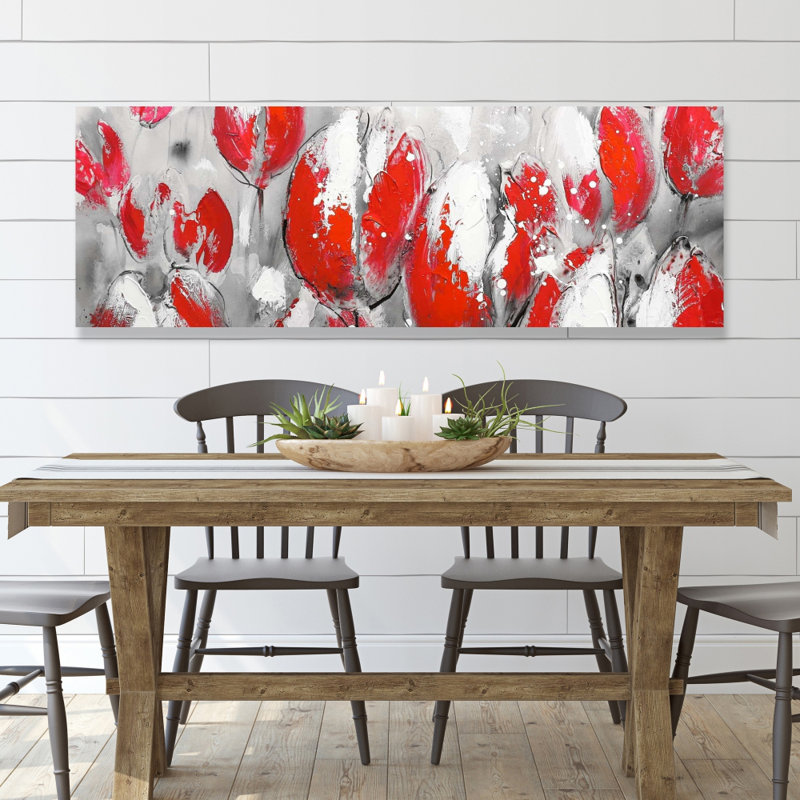 Tulipes rouges abstraites - Toile florale pour la maison | Art