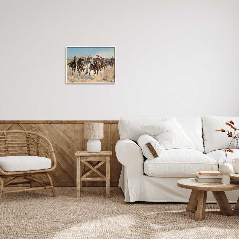 Chevaux au galop, troupeau de cowboys, H 16 po x l 20 po x P 1,5 po, Blanc