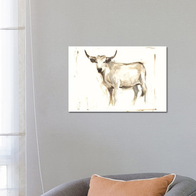 White Cattle II 1 Piece Wrapped Canvas Panoramic Painting
