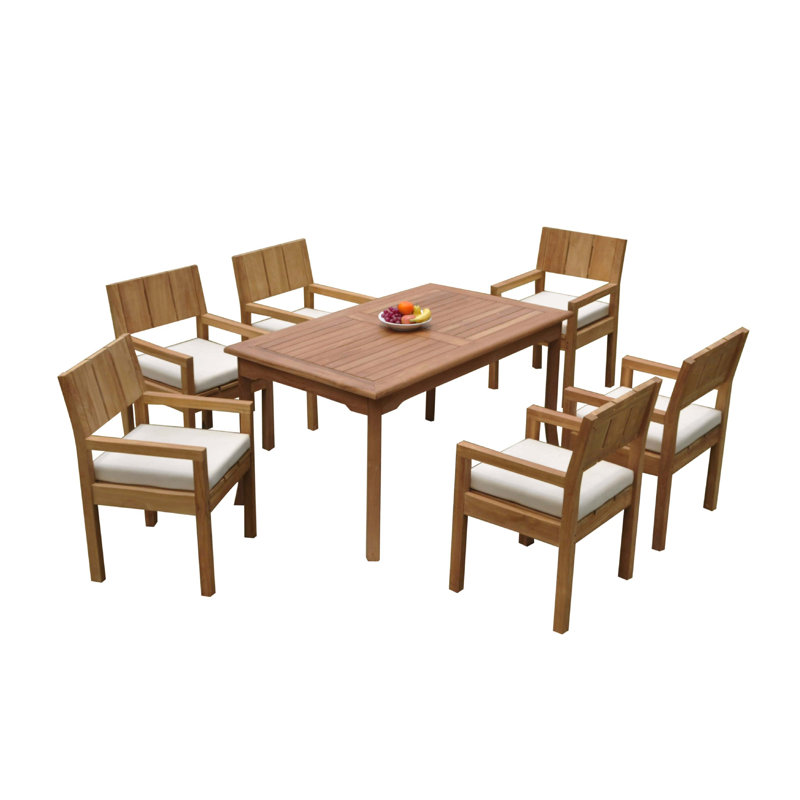 Ensemble repas 7 pièces teck Gaviota, H 30 po x L 60 po x l 35 po, 8