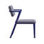 Chaise de bureau en tissu gris et finition bleue-1593749818
