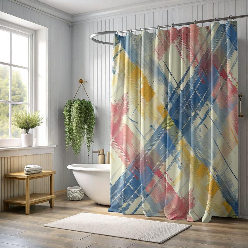 Check Streak - Rideau de douche Premium, H 74 po x l 71 po